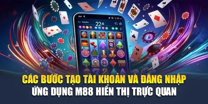 Các bước tạo tài khoản và đăng nhập ứng dụng M88 hiển thị trực quan